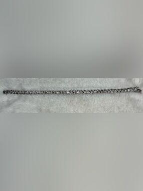 925 Sterling Silver Diamond Accent Bracelet Intricate Design
